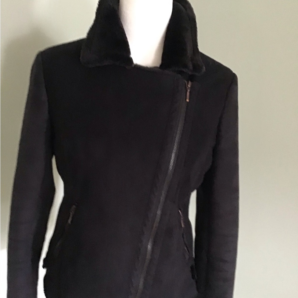 Suede jacket, Faux Shearling Suede jacket in black size S/P
